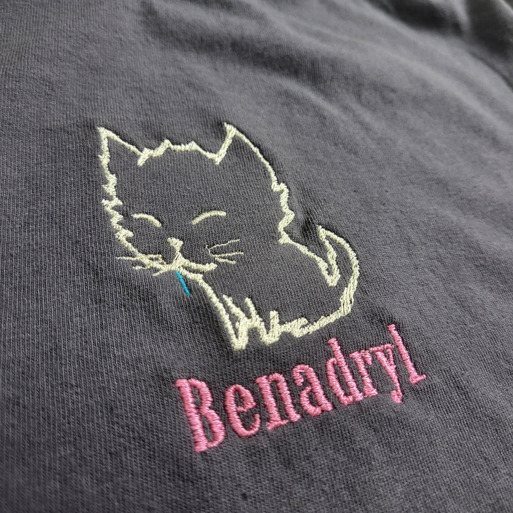 Benadryl Heavyweight Embroidered Cat Tee