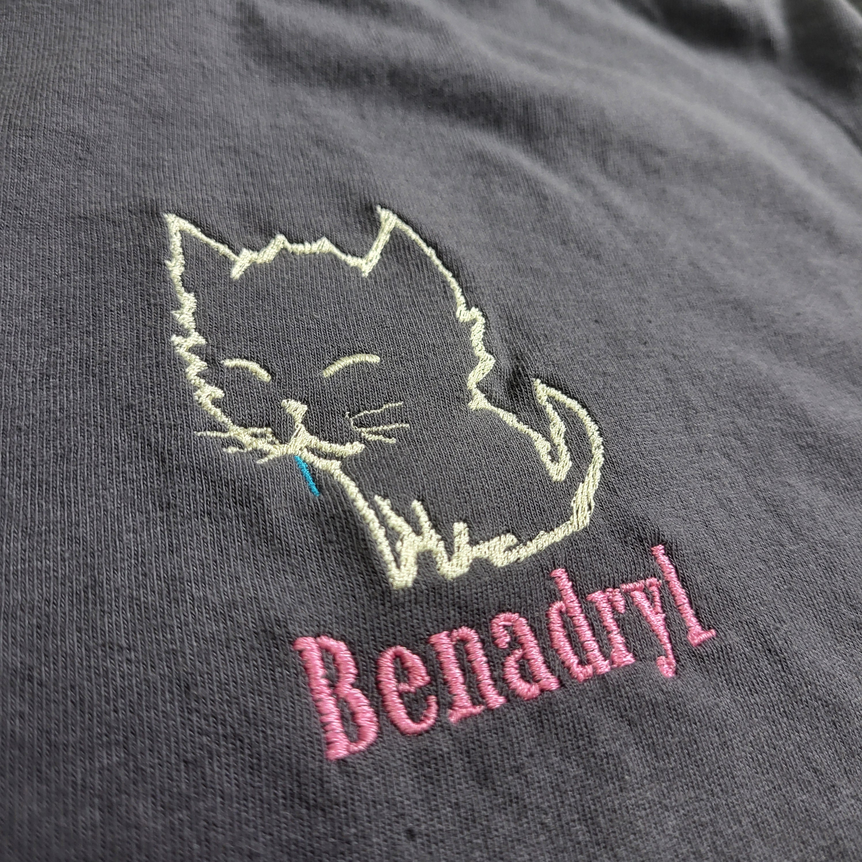 Benadryl Heavyweight Embroidered Cat Tee