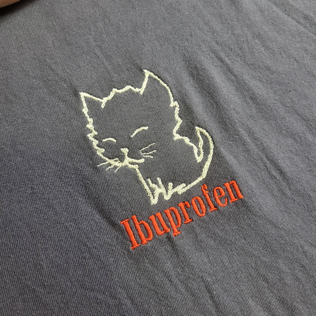 Ibuprofen Heavyweight Embroidered Cat Tee