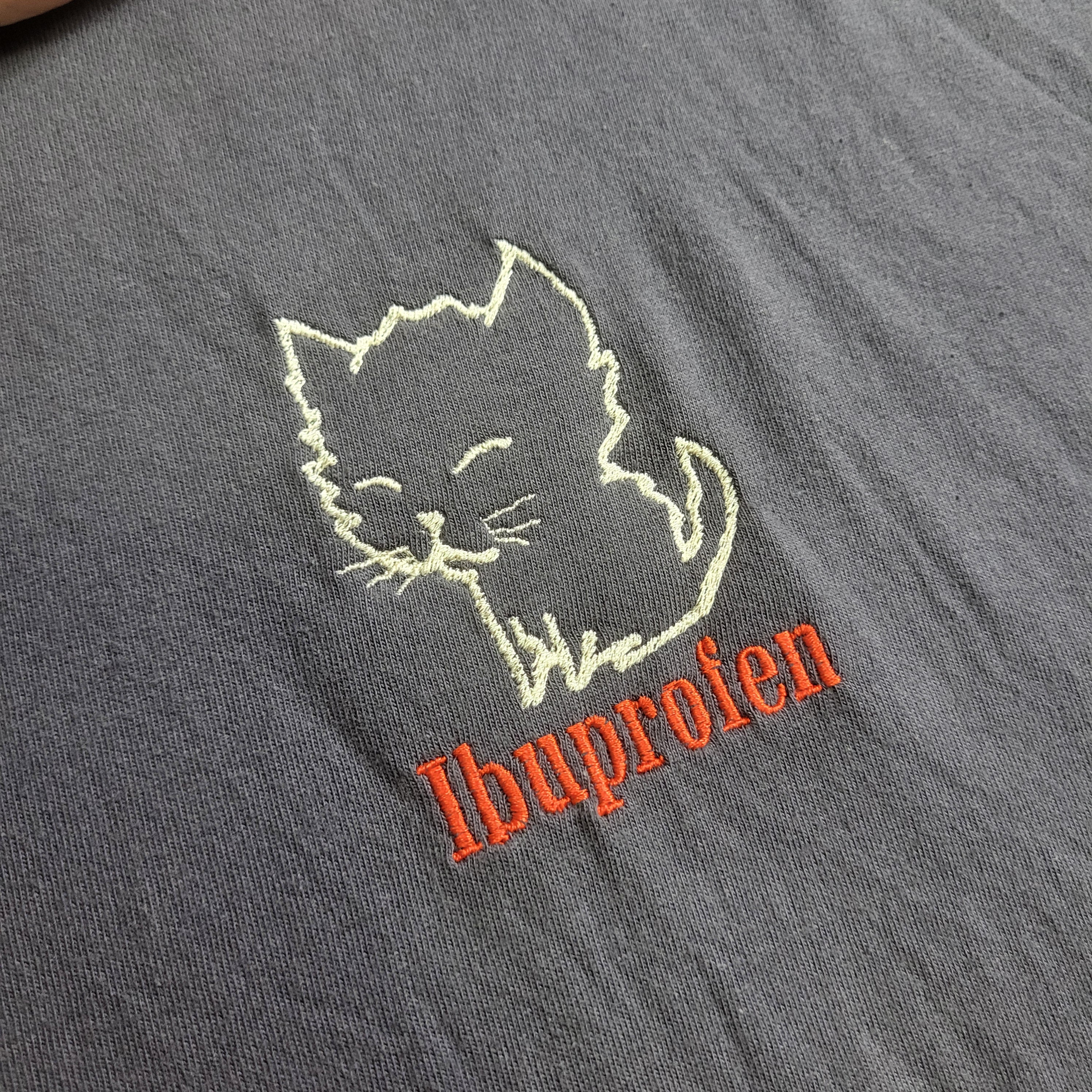 Ibuprofen Heavyweight Embroidered Cat Tee