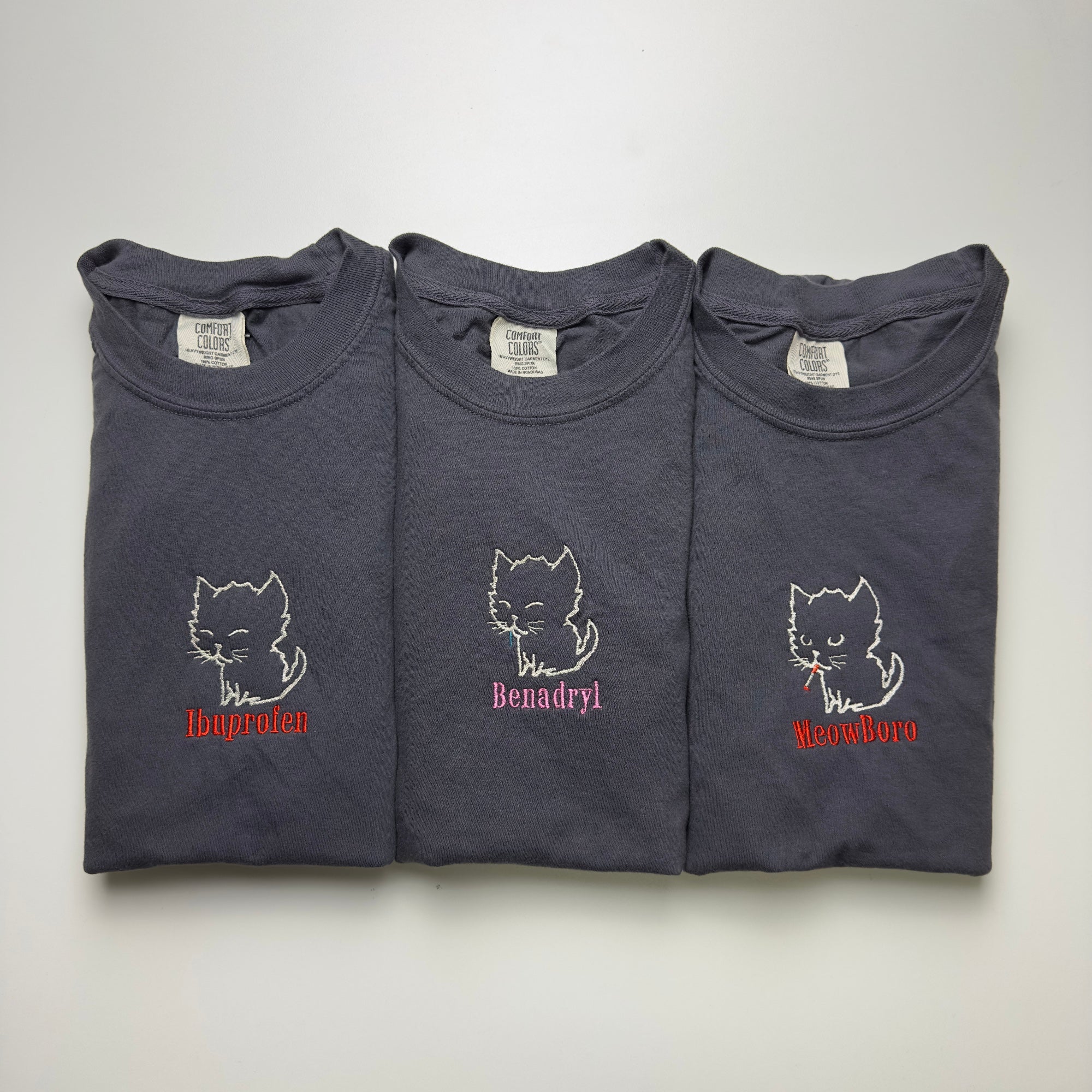 Ibuprofen Heavyweight Embroidered Cat Tee